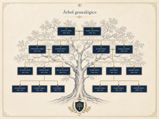Ejemplo de árbol genealógico confeccionado por Iñaki Garrido Yerobi