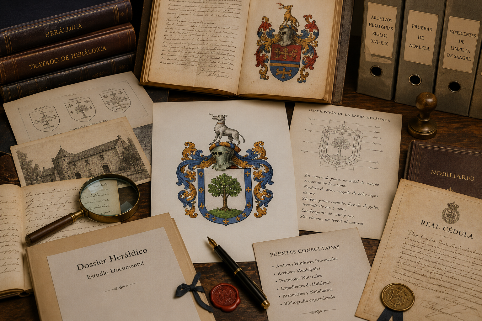 Estudio heráldico documental: escudo analizado sobre documentación histórica