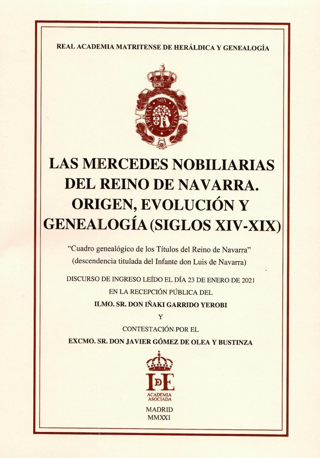 Portada del cuadro genealógico de los Títulos del Reino de Navarra