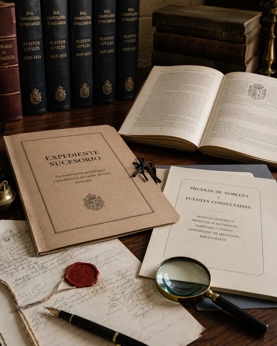 Documentación histórica y expediente sucesorio para el estudio de títulos nobiliarios